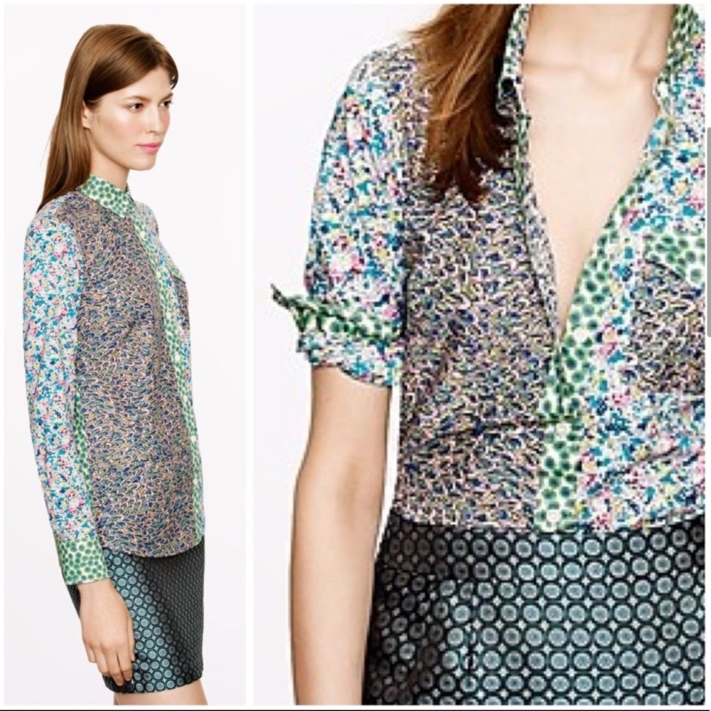 J. Crew Liberty of London mixed print button up